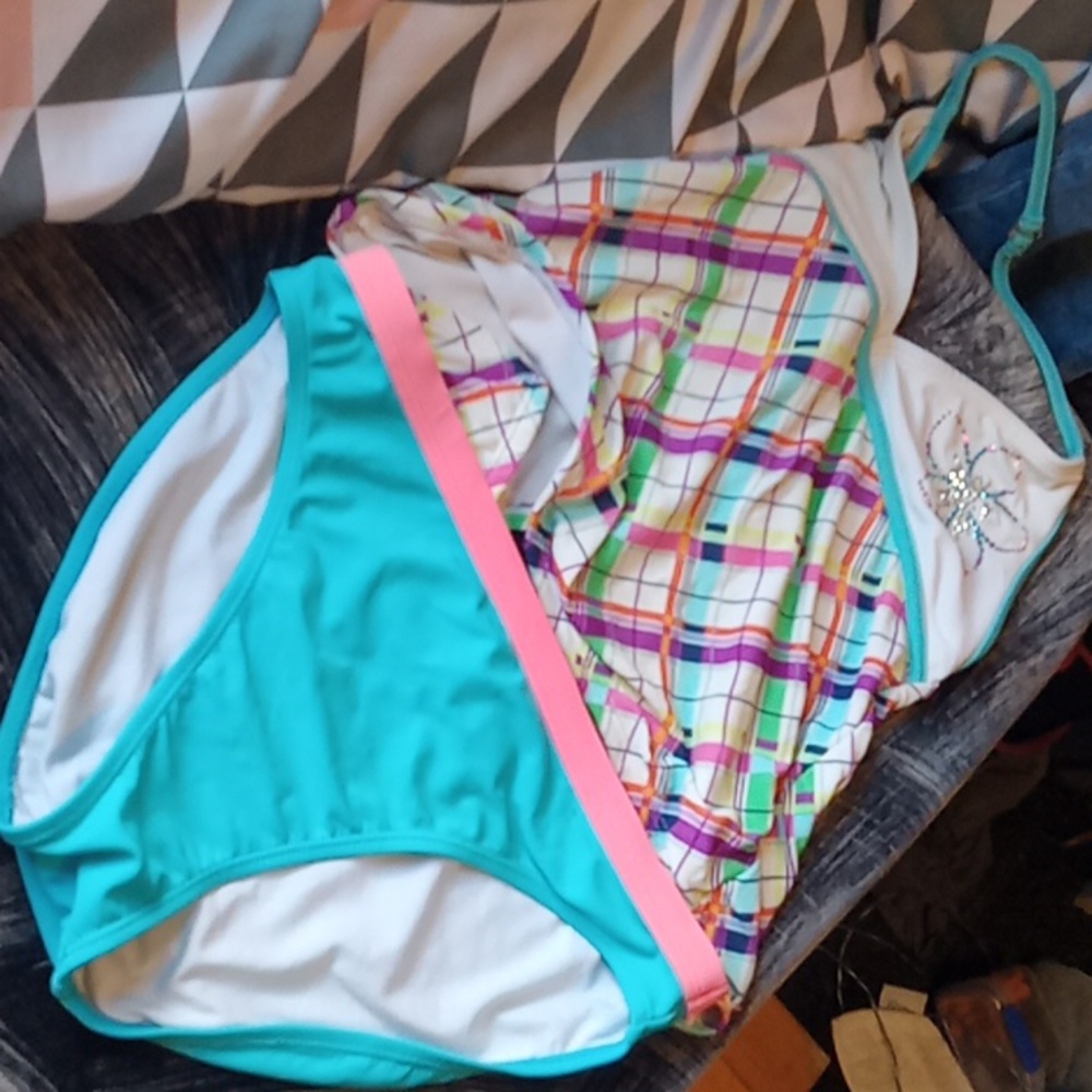 A blue colorful swimsuit